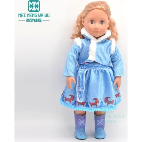 Doll Clothes for 18 Inch American and 43cm New born doll Ice Princess dress Cartoon dress