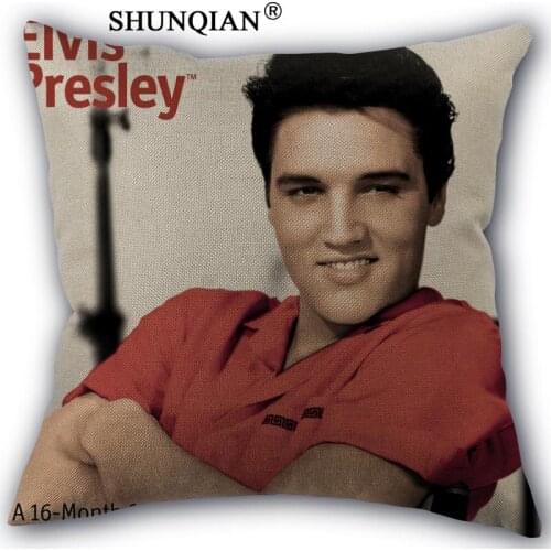 Elvis Pillowcase Cotton Linen Square Zippered Pillow Cover Unique Design Customize Your Picture 45x45cm one side