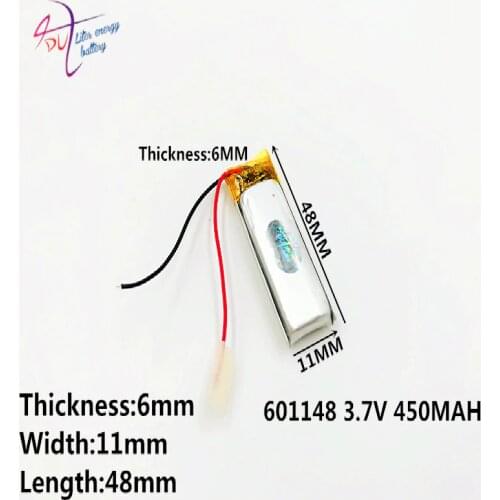 3.7V 450mAh 601148 Lithium Polymer Li-Po Rechargeable li ion Battery For Mp3 MP4 MP5 GPS Vedio Game toys