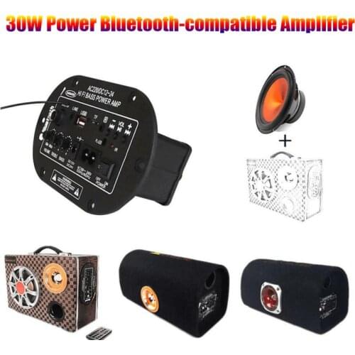 AC 220V 12v 24v 30W Bluetooth-Compatible Stereo Mini Amplificador Audio Power Amplifier USB FM TF HIFI Music Player For Car Home