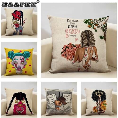 Fashion girl cushion cover sofa pillow living room sofa office cafe decorative pillow 45x45cm 50x50cm