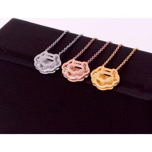 Fashion new hollow frosted safety lock concentric lock necklace, womens jewelry necklace, gifts for women, wholesale