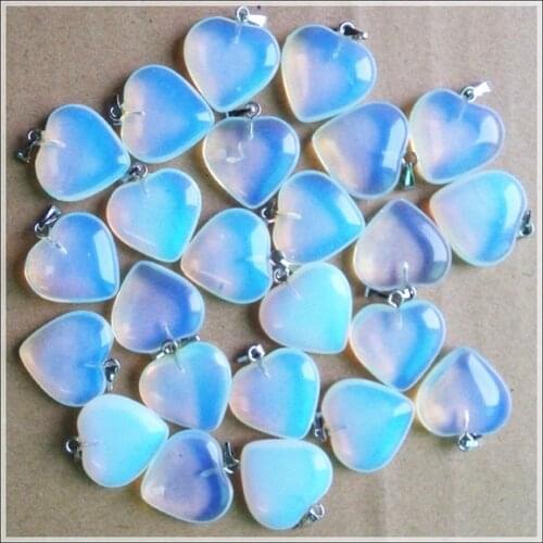2018 fashion natural opal stone heart charms pendants for jewelry making good quality 50pcs/lot free shipping Wholesale