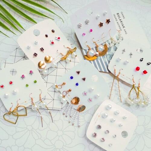 2021 New Trend Heart Metal Pearl Flower Handmade Dangle Earrigns Set for Women Geometric Crystal Butterfly Earrings Female Gifts