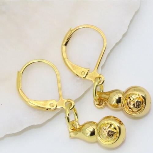 New fashion drop earrings high quality a pair 7*14mm elegant dangle for women gold-color gourd shape exquisite jewelry B2663