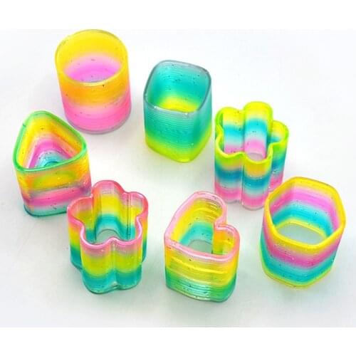 Outdoor indoor puzzle sports games rainbow coil toys plastic folding spring coil children fun fashion toys children gifts