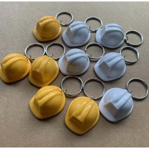 Plastic safety helmet keychain key ring 3D hard hat key chain key holder creative portachiavi chaveiro llavreos bag charm