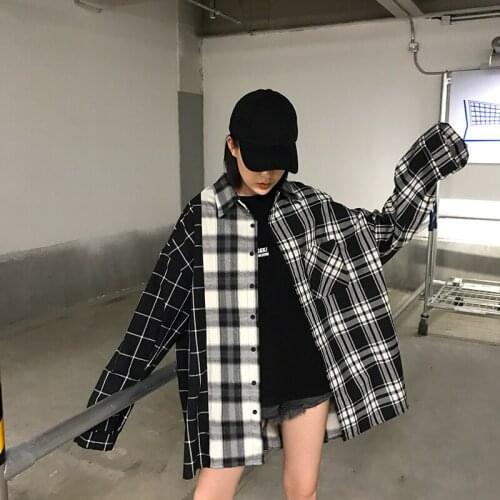 ZCSMLL Casual Plaid Shirts 2021 New Korean Style Long Sleeve Turn-down Collar Loose Big Size Spring Autumn Women Blouse