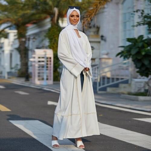 Ramadan Fashion Muslim Opened Abaya Silky Muslim Robes Fashion Hijab Dress Islam Maxi Dress Womens Fashion Vestidos Robes F2631