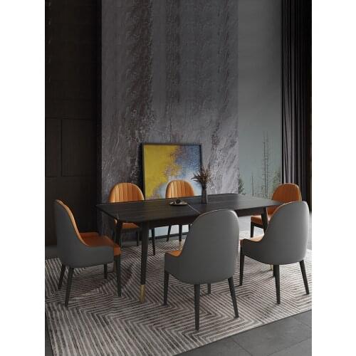 Light luxury Italian marble dining table and chair combination extremely simple rock plate modern small family rectangular