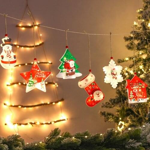 Christmas Light Decor Hanging LED Santa Tree Decor Festival Themed Night Light For Party Home Decorations LED Warm White Light