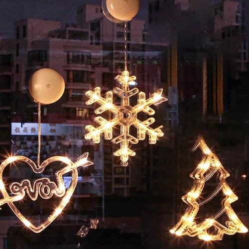 Christmas Lights Outdoor Led Christmas Lamp Bell Suction Cup Light Room Window Elk Christmas Decoration Lights Snowflake Suction