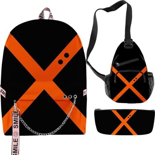 Boku No My Hero Academia Bagpack Teenage Travel Bag School Backpacks Pencil Case Crossbody Bag Gifts 3Pcs/Sets