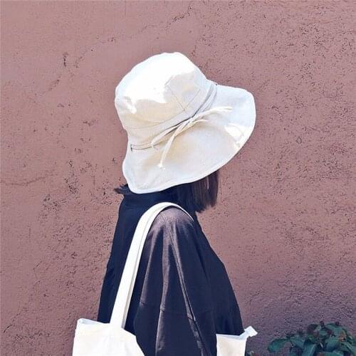 Women Summer Fisherman Hat Bucket Hat Sun Hats With Bow Sunscreen Sun Protection Korean Fashion Hat Female Foldable Cap