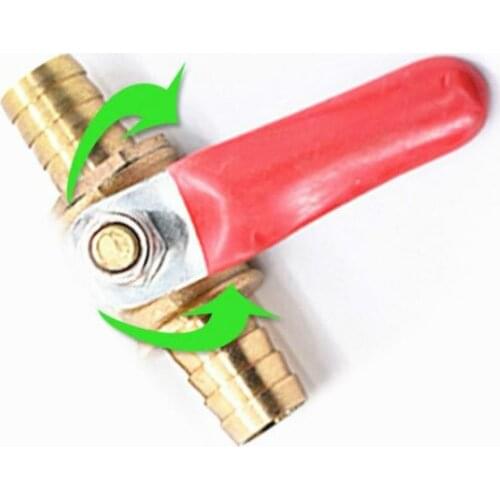 Hose Barb Inline 6mm-12mm Water Oil Air Gas Fuel Shutoff Ball Valve Pipe Fittings Red Handle Double Head Brass Valve Connector