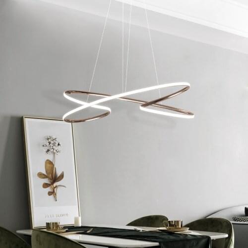 Modern Led Pendant Lights Living Room Bedroom Plating Gold Chrome Kitchen Led Pendant Lamps Indoor Aluminum Hanging Light