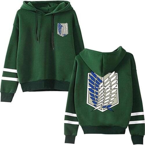 Attack on Titan Long Sleeved Striped print men/womens Hoodie Sweatshirt Pullover Tops Harajuku hoodies