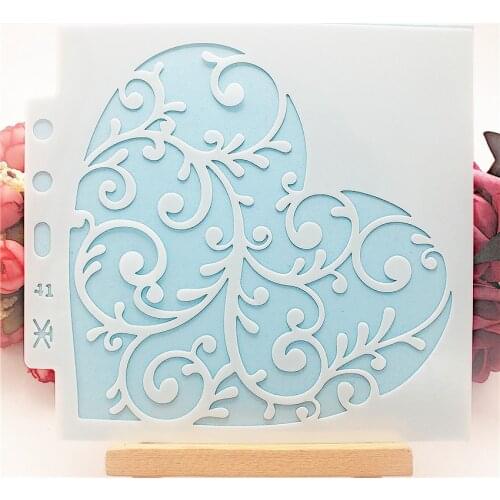 13*14CM Love vine shield DIY cake scrapbook stencils hollow Embellishments printing lace ruler Valentines Day Cover template