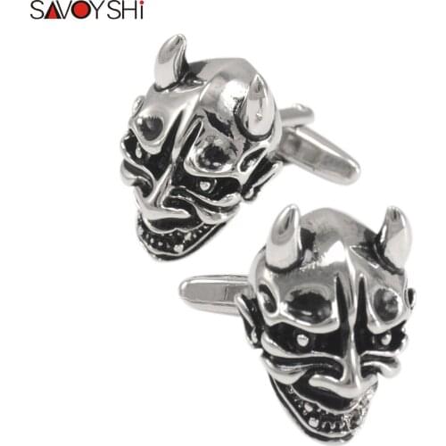 SAVOYSHI Skull Cufflinks for Mens French Shirt Cuffs Ghosts Skeleton Cuff links High Quality Halloween Gift Free Engraving