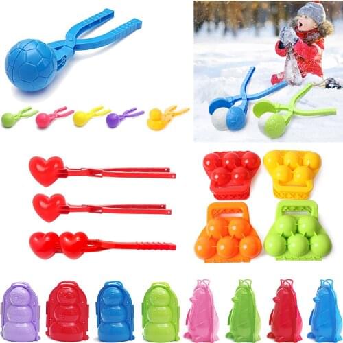 Heart-shaped Plastic Snowball Maker Clip Cartoon Snowball Clip Winter Snow Sand Mold Tool for Snowball Fight Outdoor Fun Sports