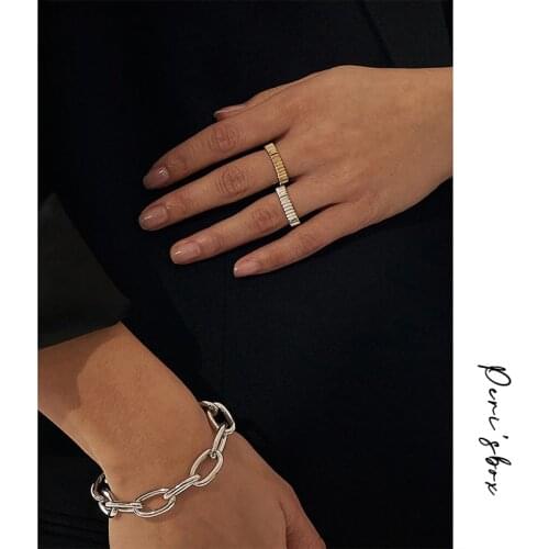 Perisbox 2 Sizes Gold Silver Color Textured Opening Ring for Women Metal Wide Thin Simple Minimalist Finger Rings Jewelry