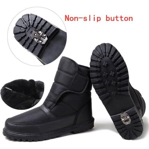 Winter Mens Non-slip Warm Waterproof Snow Boots Outdoor Skiing Fishing Hiking Boots Plus Velvet Thermal Antiskid Cotton Shoes