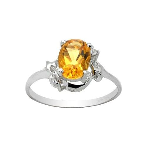 100% Real Silver Crystal Ring for Party 4mm*6mm Natural Citrine Silver Ring Solid 925 Silver Citrine Jewelrygift for Woman