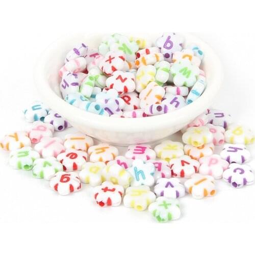 100Pcs Mixed Plum Flower Letter Acrylic Beads For Jewellery Marking Loose Spacer Beads Bracelet Necklace Charm Jewelry Finding