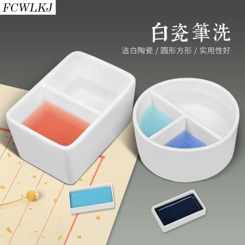2021 New Ceramics Watercolor Palette Water Tank Office Calligraphy Painting Supplies