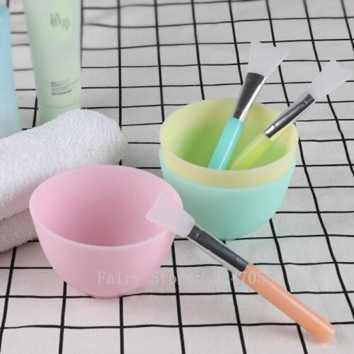 250ml 20pcs Colorful Mask Refillable Container with Bowl and Spoon,DIY Silica Gel Pink/Green/Yellow Cosmetic,Beauty Makeup Tools