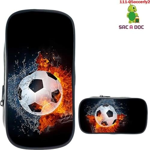 3D Pencil Case Soccerly Storage Box Water Fire Football Print Pen Bag for School Boys Kawaii Stationery Gift Pouch Eraser Bags