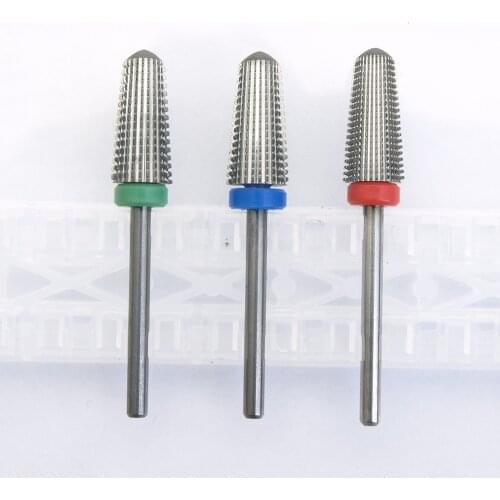 5 in 1 Round Tapered Safety Carbide Nail Drill Bits With Cut Drills Carbide Milling Cutter For Manicure Remove GelAccessories