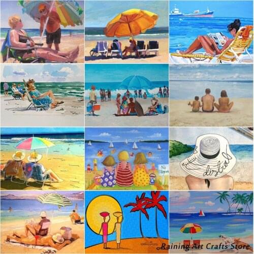 5D Diy Diamond Painting Sunny Beach Tourism Scenery Embroidery Full Drill Rhinestones Cross Stitch Kit Mosaic Picture Wall Decor