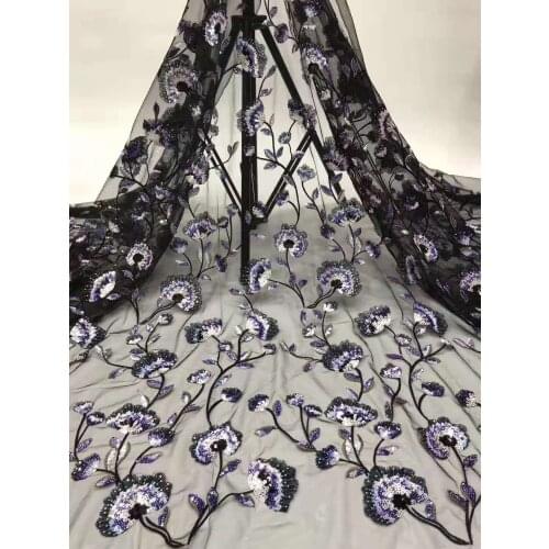 African Fabric Dress Sequined Lace, Embroidered Lace Dress Nigeria Fabric, The Latest Party Sequined Lace Fabric FJ3466