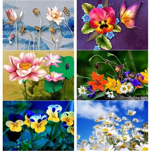 New DIY 5D Diamond Painting Full Square Round Drill Flowers Diamond Embroidery Little Daisy Cross Stitch Mosaic Home Decor Gift