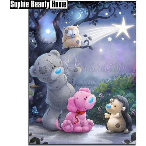 Diamond Mosaic Diamond Embroidery Cross Stitch Cartoon Bear Teddy&Owl 5D Diamond Painting Full Rhinestones Wedding Gift 189132
