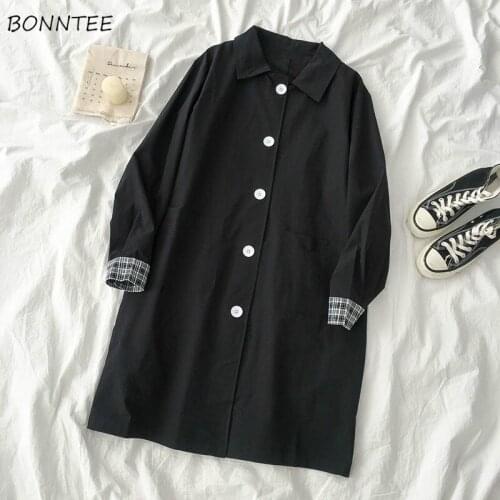 Basic Jackets Women Patchwork Turn-down Collar Korean Preppy Style Students Teens Vintage Stylish Design Autumn Coats Female New