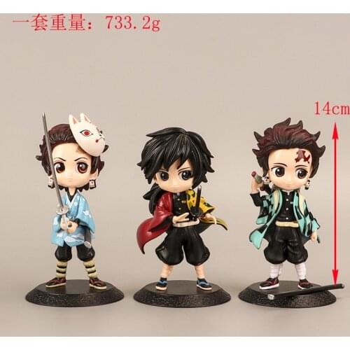 Big Demon Slayer Cute Ver. PVC Action Figure Kimetsu no Yaiba Tanjirou Zenitsu Nezuko Inosuke Model Collect Gift 6 Pcs/Set 14cm