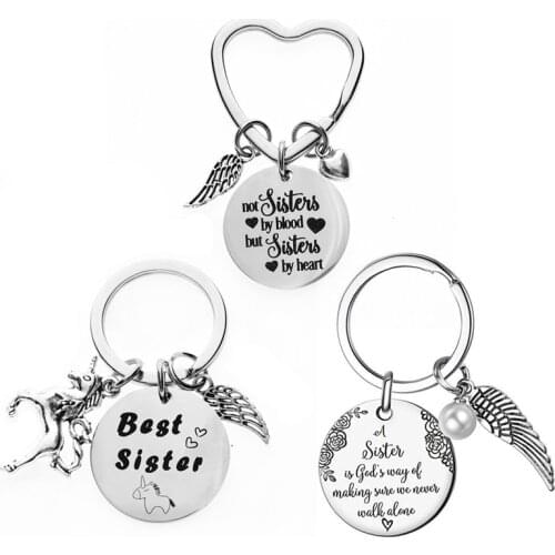 Best Sister Key Chain Stainless Steel Friendship Keyrings Sister Jewelry Not Sisters By Blood But Sisters By Heart Birthday Gift