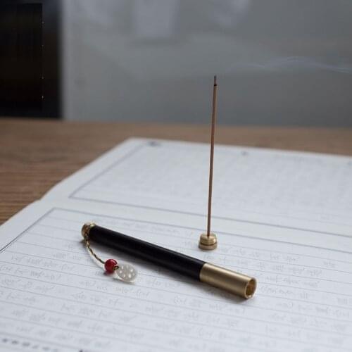 Black sandalwood brass small incense burner Mini incense tube incense stick portable small incense tube incense stick