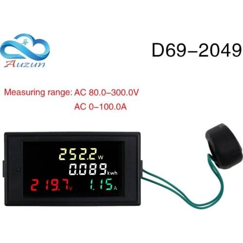 D69-2049 high definition color liquid crystal active power meter digital display ac voltmeter AC80.0-300.0V AV0-100.0A