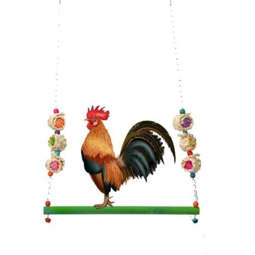 Chicken Swing Wooden Toy Hens Handmade Bird Cage Toys Parrot Macaw Training Stand Holder