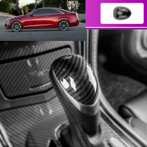 For Cadillac ATS 2013-2019 2018 carbon fiber car Gear shift knob cover trim 1pcs Car modification Auto parts