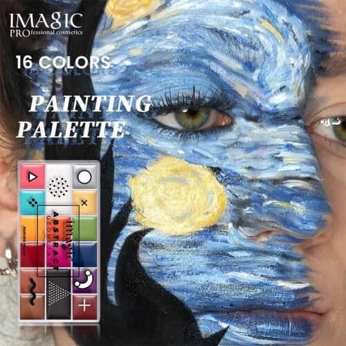 IMAGIC 16 Colors Face Painting Body Makeup Non Toxic Safe Water Paint Oil With Brush Christmas Halloween Party Tools