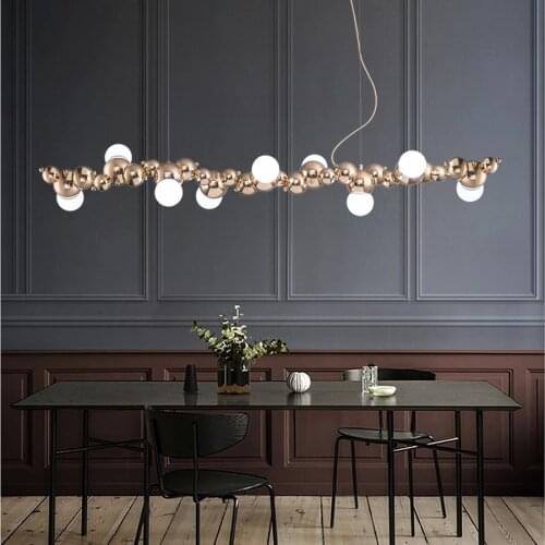 Italy Designer Long Bar Chandelier Caterpillar Shaped Pendants Lamp Dining Room Kitchen Hanging Lights Post Modern Lighting