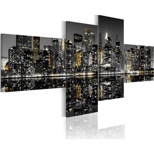 Picture-shimmer gold skyscrapers-200x90 cm