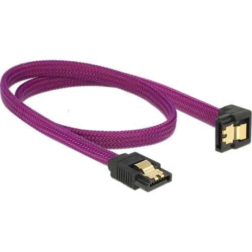 18inch SATA 3.0 III SATA3 7pin Data Cable 6Gb/s SSD Cables HDD Hard Disk Data Cord with Nylon Sleeved Premium Version purple