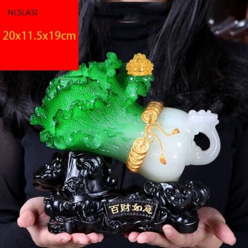 Chinese Style Lucky Chinese Cabbage Resin Ornaments Home Living Room Desk Office Statue Ornaments Housewarming Birthday Present