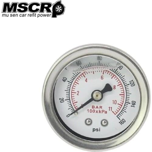 Fuel Pressure Regulator gauge 0-160 PSI / bar Liquid Fill chrome fuel/oil Gauge