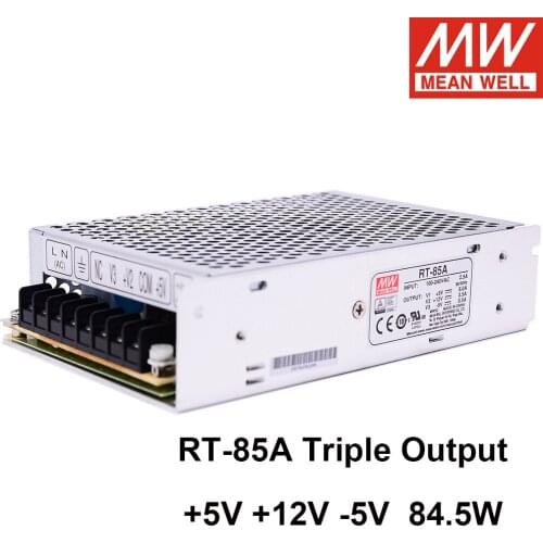 MEAN WELL RT-85A 85W Triple Output Switching Power Supply 5V 12V -5V DC 8A 3.5A 0.5A Power Unit Transformer Meanwell